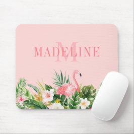 Modern Watercolor Tropical Floral Mono Mousepad