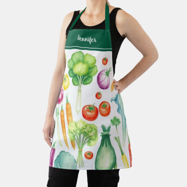Modern watercolor vegetables pattern personalized schürze (InSitu)