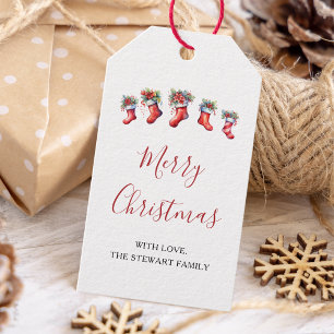 Modern Watercolor Weihnachten Strumpf Urlaub Geschenkanhänger