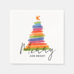 Modern Watercolor Weihnachtsbaum Napkins Serviette