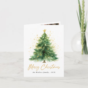 Modern Watercolor Weihnachtsbaumkarte Karte