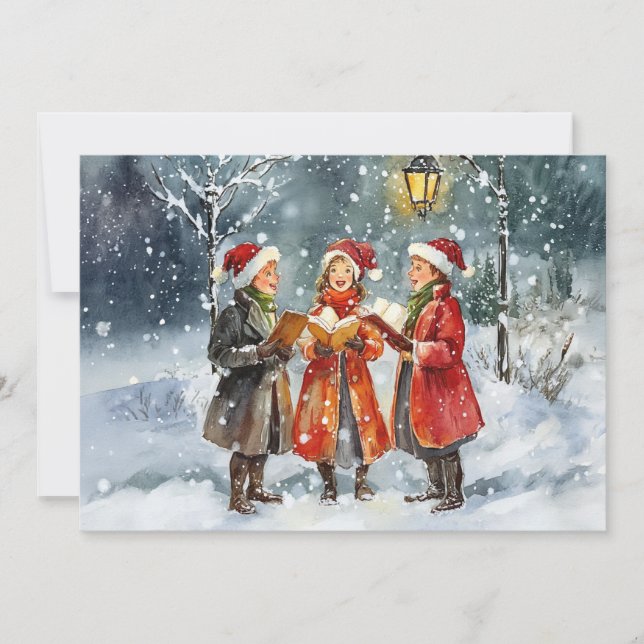 Modern Watercolor Weihnachtslieder Einladung (Vorderseite)
