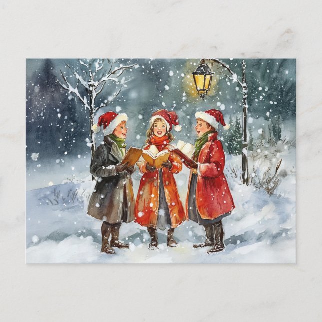 Modern Watercolor Weihnachtslieder Postkarte (Vorderseite)