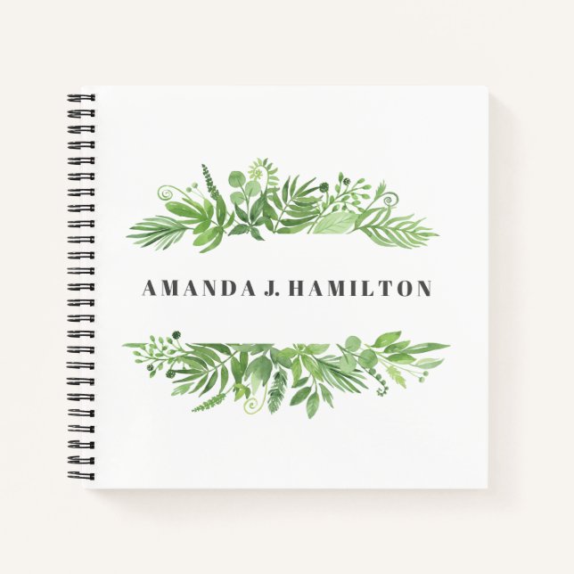 Modern Watercolor Wilde Wiesen Notizbuch (Vorderseite)