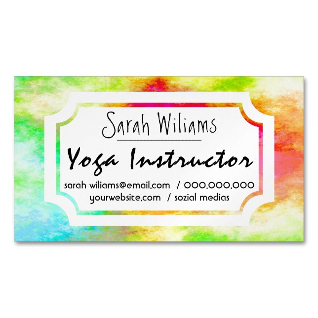 Modern Watercolor Yoga Magnetische Visitenkarte (Vorderseite)