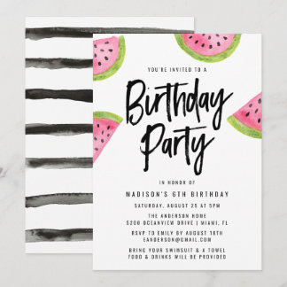 Modern Watermelon Geburtstagsparty Einladung