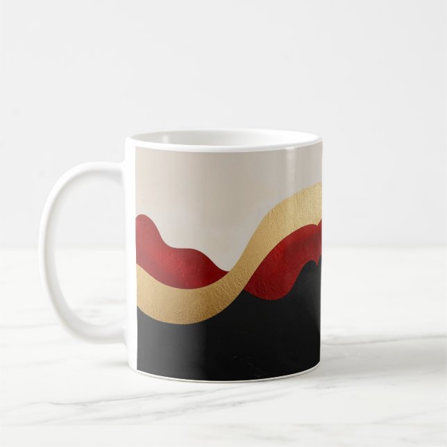 Modern Wave Gold Red Black  Kaffeetasse (Links)