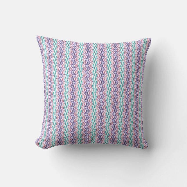 Modern Wavy Abstract Pattern Throw Pillow Kissen (Vorderseite)