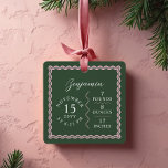 Modern Wavy Baby Name Script Birth Stats Foto Ornament Aus Metall<br><div class="desc">Feiern Sie die Ankunft Ihres Kleinen mit unserem modernen, welligen Baby-Name-Drehbuch Geburtsstats Foto Metall-Sake-Ornament. Dieser charmante Sake zeigt ein einfaches, minimalistisches Layout, das durch einen rosafarbenen Rahmen hervorgehoben wird und einem klassischen Memento eine moderne Touch verleiht. Personalisieren Sie dieses Ornament mit dem Namen Ihres Babys, dem Geburtsdatum und den Geburtsstatistiken,...</div>