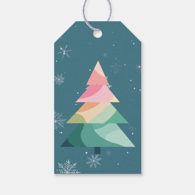 Modern Wavy Christmas Tree Gift Tag Geschenkanhänger (Vorderseite)