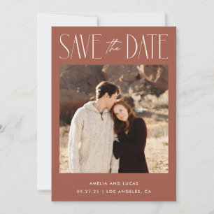 Modern Website QR Code Flat Save the Date Card