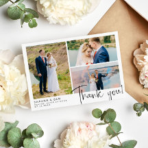 Modern Wedding 3 Foto Collage Vielen Dank