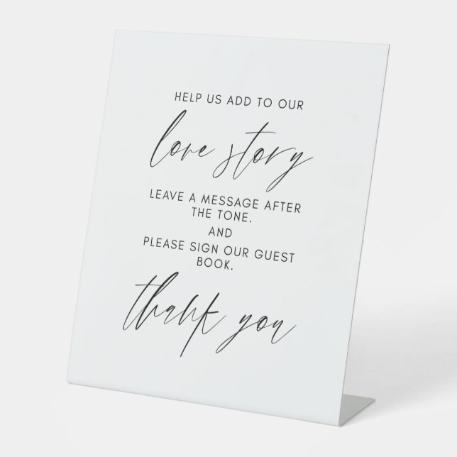 Modern Wedding Audio Guestbook Sign | Phone Guest  Sockelschild (Vorderseite)
