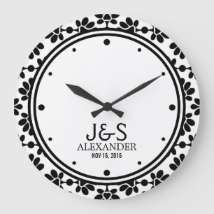 Modern Wedding Couple Personalized Große Wanduhr