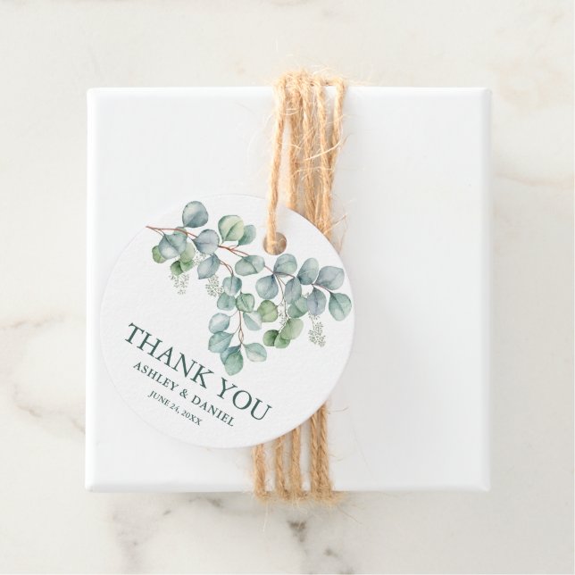 Modern Wedding Eukalyptus Greenery Danke Twine Geschenkanhänger (Beispiel)