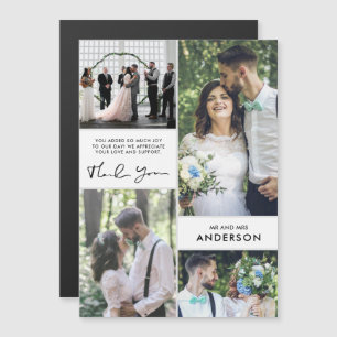 Modern Wedding Foto Collage Vielen Dank  Magnetkarte