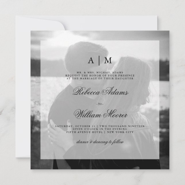 Modern Wedding Foto Square Einladung| Overlay Einladung (Vorderseite)