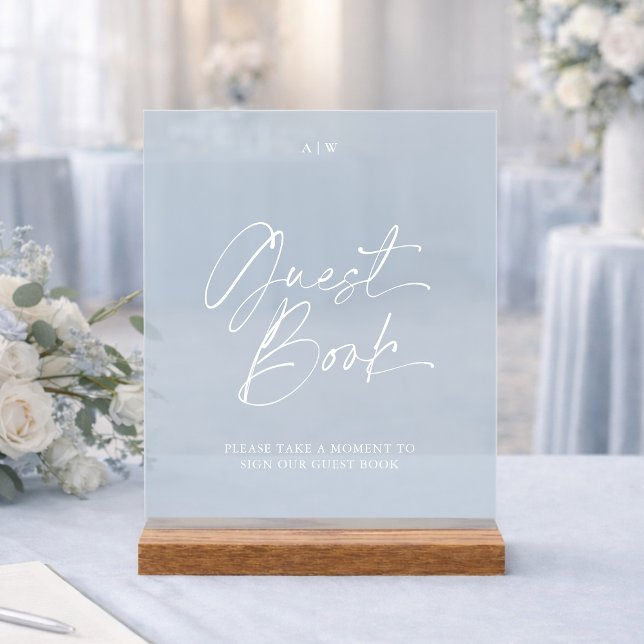 Modern Wedding Guest Book Sign | Dusty Blue Acrylschild (Von Creator hochgeladen)