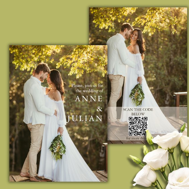 Modern Wedding invitation with 2 photos & QR Code Einladung (Von Creator hochgeladen)