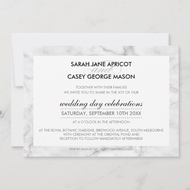 MODERN WEDDING INVITE Moderne Mod Spot schwarzer M Einladung (Rückseite)