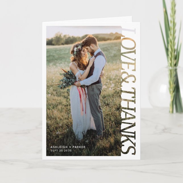 Modern Wedding Love and Thanks 2 Photo  Dankeskarte (Vorderseite)