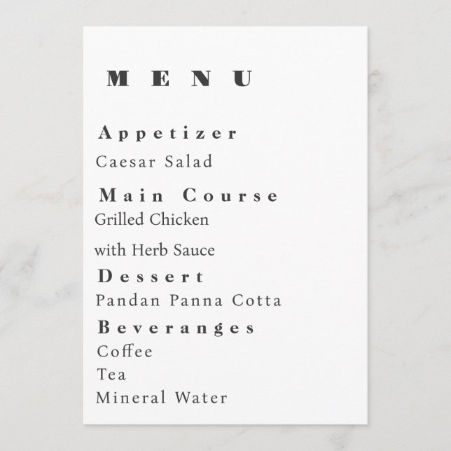 Modern Wedding Menu Template Menükarte (Vorderseite)
