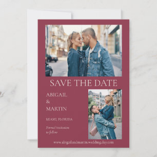 Modern Wedding Mulberry Burgundy 2 Foto Save The Date