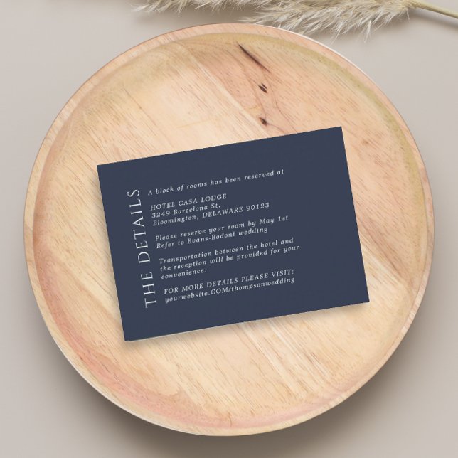 Modern Wedding Navy Blue Enclosure Card Begleitkarte (Von Creator hochgeladen)