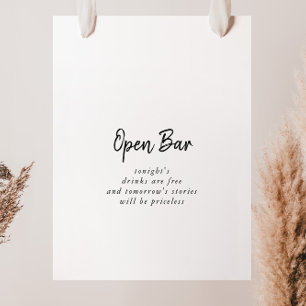 Modern Wedding Open Bar Sign Poster