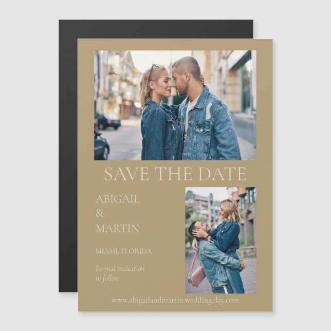Modern Wedding Rett Date Gold Foto Rett Date Magneteinladung (Vorne/Hinten)