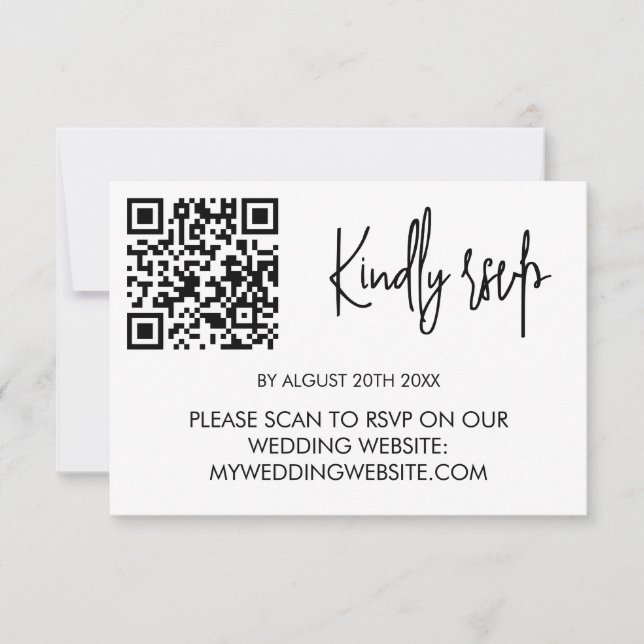 Modern Wedding RSVP Card with QR Code Karte (Vorderseite)
