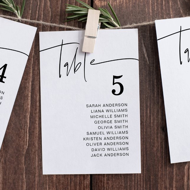 Modern Wedding Seating Chart Individual Card Einladung (Modern Individual Hanging Seating Chart Cards)