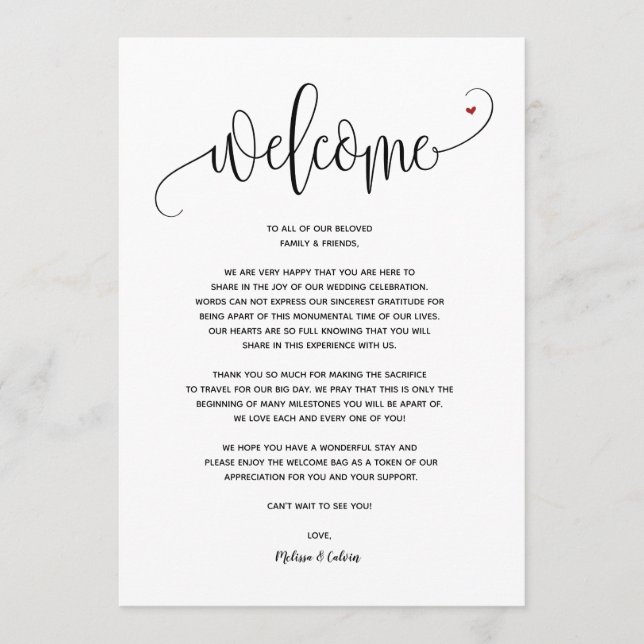 Modern Wedding Welcome and Itinerary card v2 Programm (Vorderseite)
