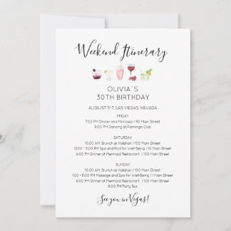 Modern Weekend Birthday Itinerary Invitation Einladung
