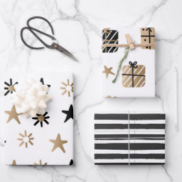 Modern | Weihnachten | Gold | Minimalistisch Geschenkpapier Set