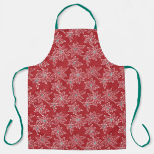 Modern Weihnachts-Rote Poinsettien handgezeichnet Schürze