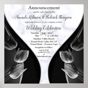 Modern Weiß - Marmor Schwarz Abstrakt Poster