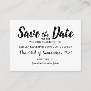 Modern Weiß und Schwarz Save the Date Begleitkarte