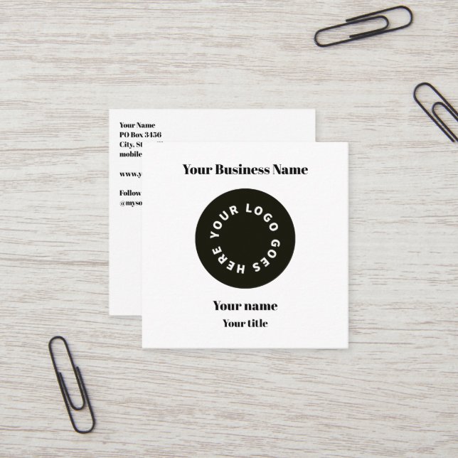 Modern weiße Logos mit QR-Code Quadratische Visitenkarte (Vorderseite/Rückseite Beispiel)
