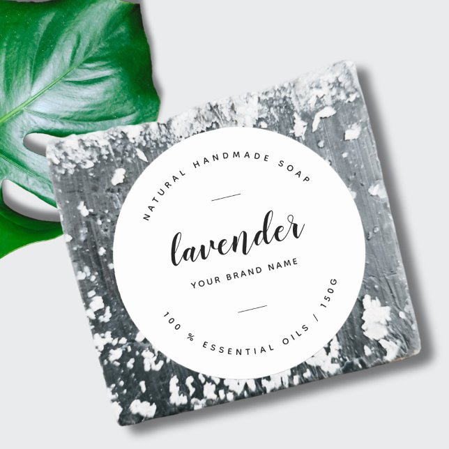 Modern weiße, minimalistische Seifenkennzeichnung Runder Aufkleber (Von Creator hochgeladen)