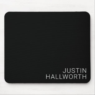Modern Weißer Name auf Schwarz Mousepad