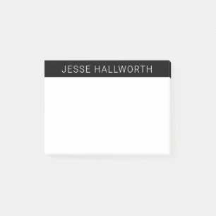 Modern Weißer Name oder Geschäft auf Schwarz Post-it Klebezettel