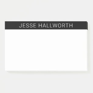 Modern weißer Name oder Geschäft auf Schwarz Post-it Klebezettel