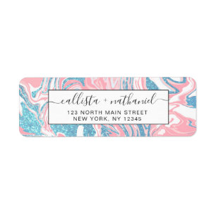 Modern weißer rosa blauer Glitzer Marmor