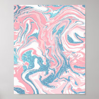 Modern weißer rosa blauer Glitzer Marmor