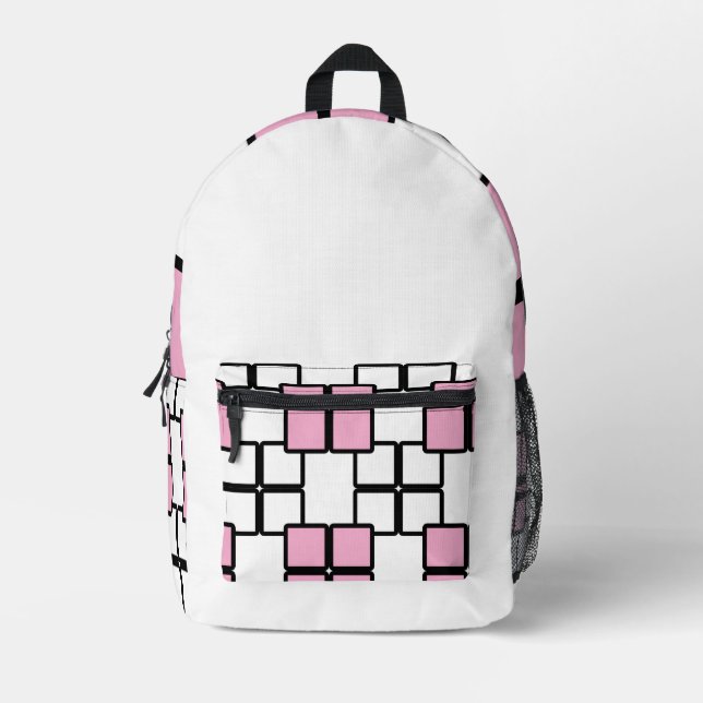 Modern weißer Rucksack mit hellrosa und schwarz (Vorderseite)