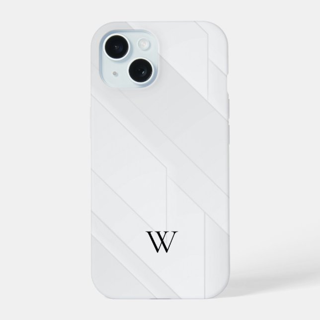 Modern weißes Muster iPhone 15 Hülle (Rückseite)