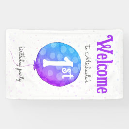 Modern Welcome Balloon Baby Girl 1. Geburtstag Banner