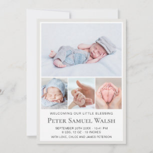 Modern Welcome Little Gentleman Man Baby Boy Birth Ankündigung