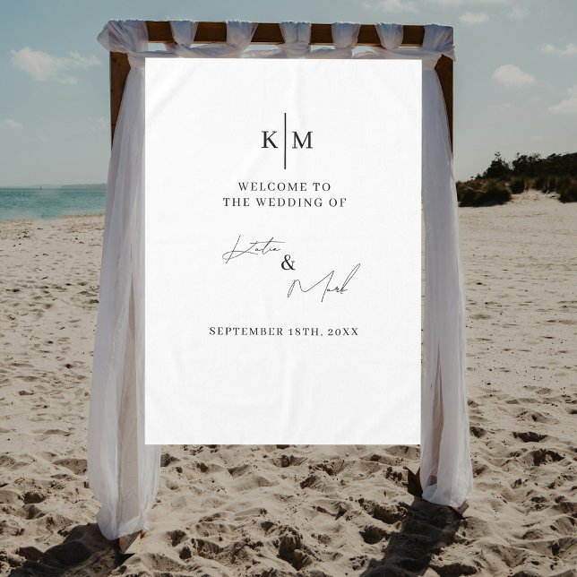 Modern Welcome To Our Wedding Fabric Sign  Tischdecke (Modern Welcome To Our Wedding Fabric Sign Tablecloth)